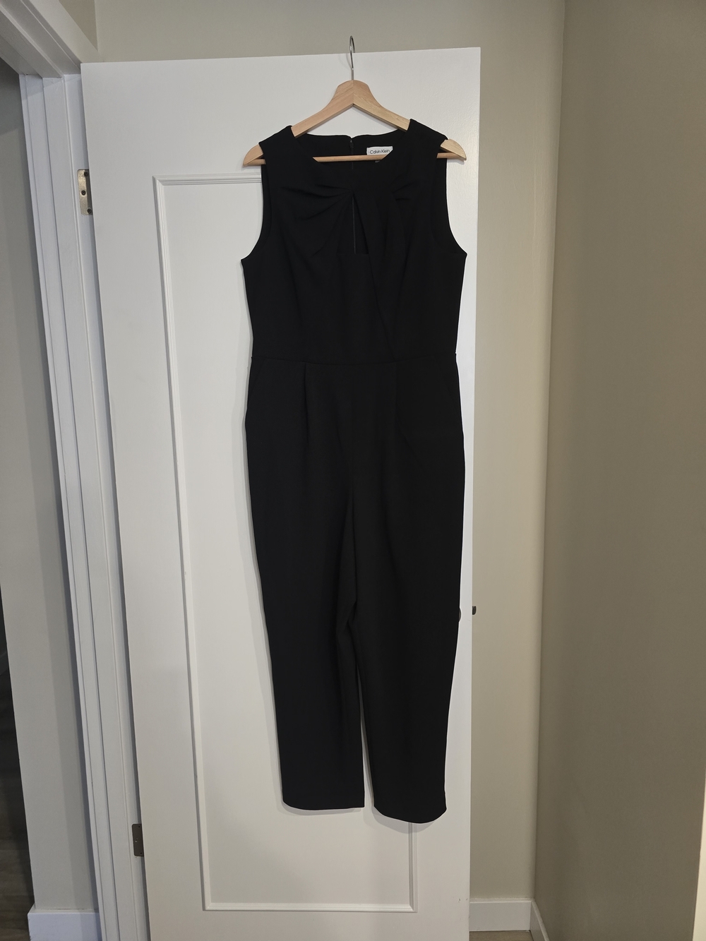 Calvin Klein Black Sleeveless Twist-Front Jumpsuit